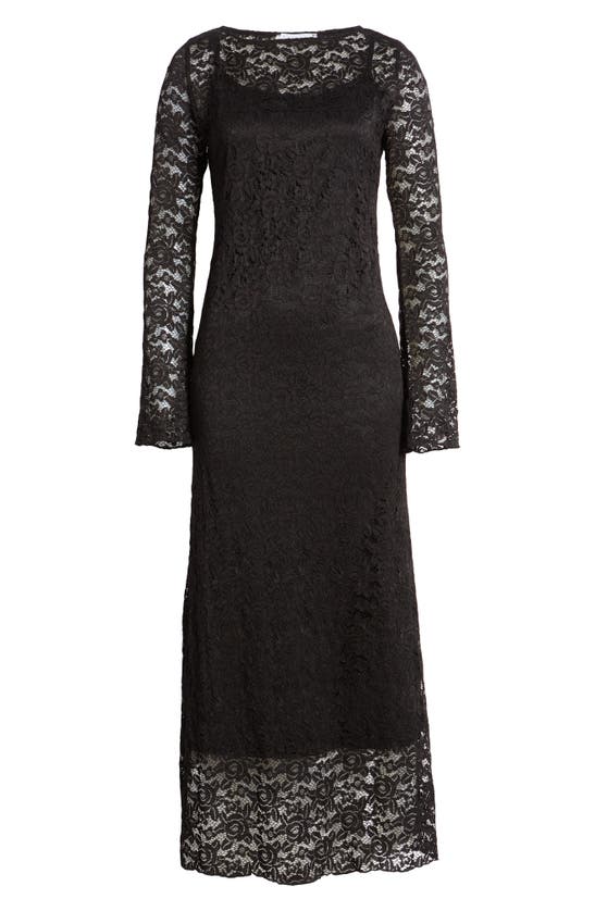 TOPSHOP LACE OVERLAY LONG SLEEVE DRESS