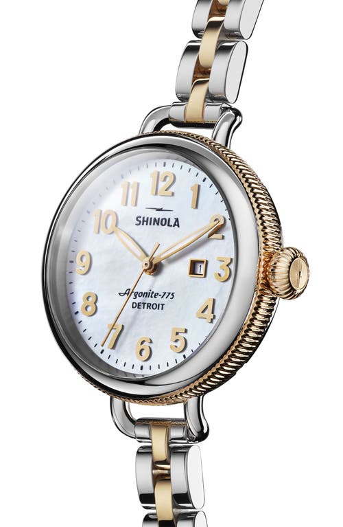 Shop Shinola 'the Birdy' Bracelet Watch, 34mm In Silver/bedrock Mop/gold