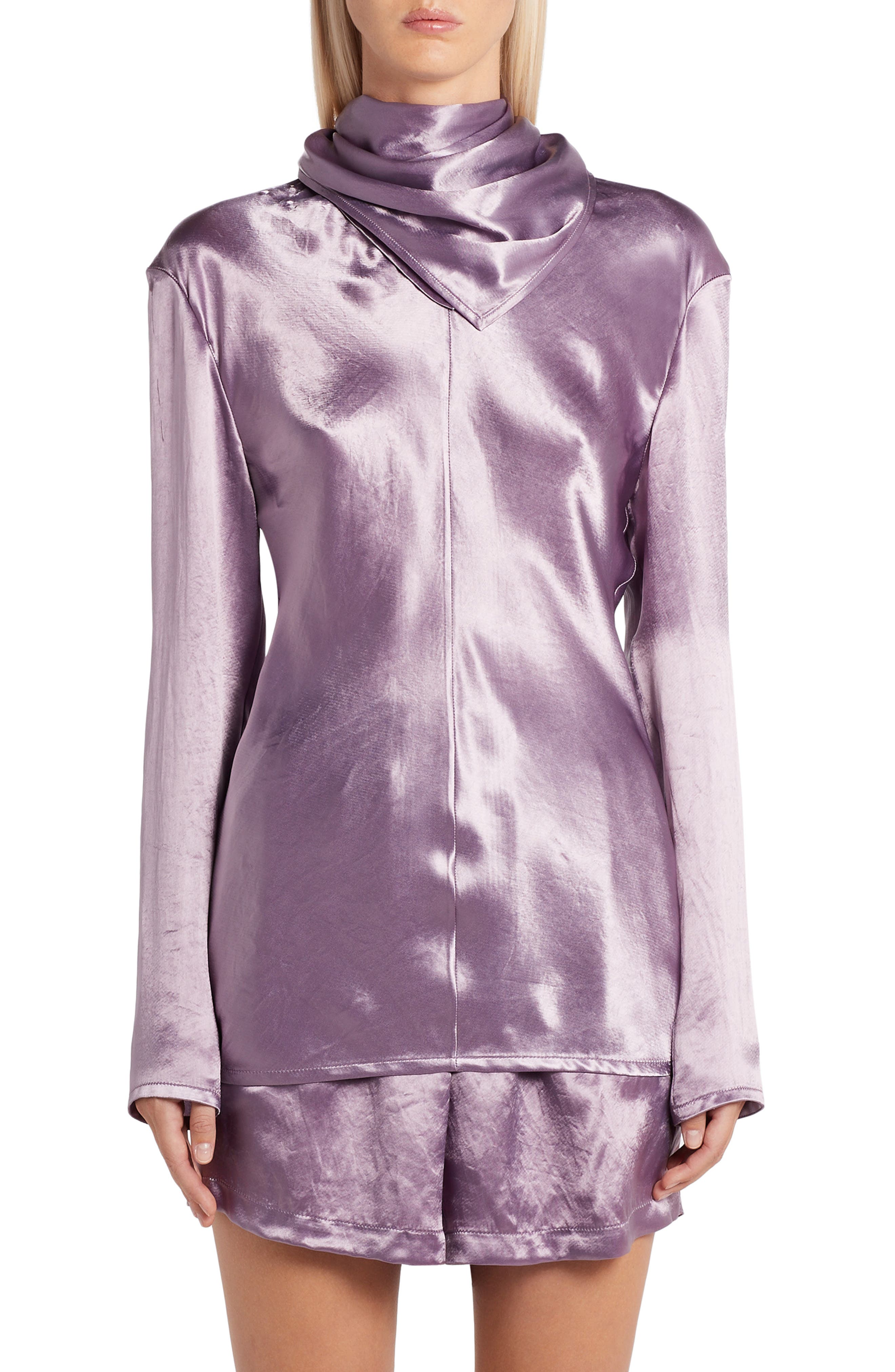 lavender satin blouse