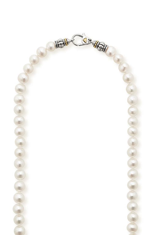 Shop Lagos Luna Freshwater Pearl Necklace In Pearl/silver