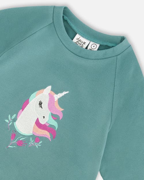 Deux Par Deux Little Girl's Tunic With Front Pocket Emerald Green In Artic