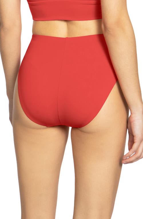 Shop Robin Piccone Ava High Waist Bikini Bottoms In Guava