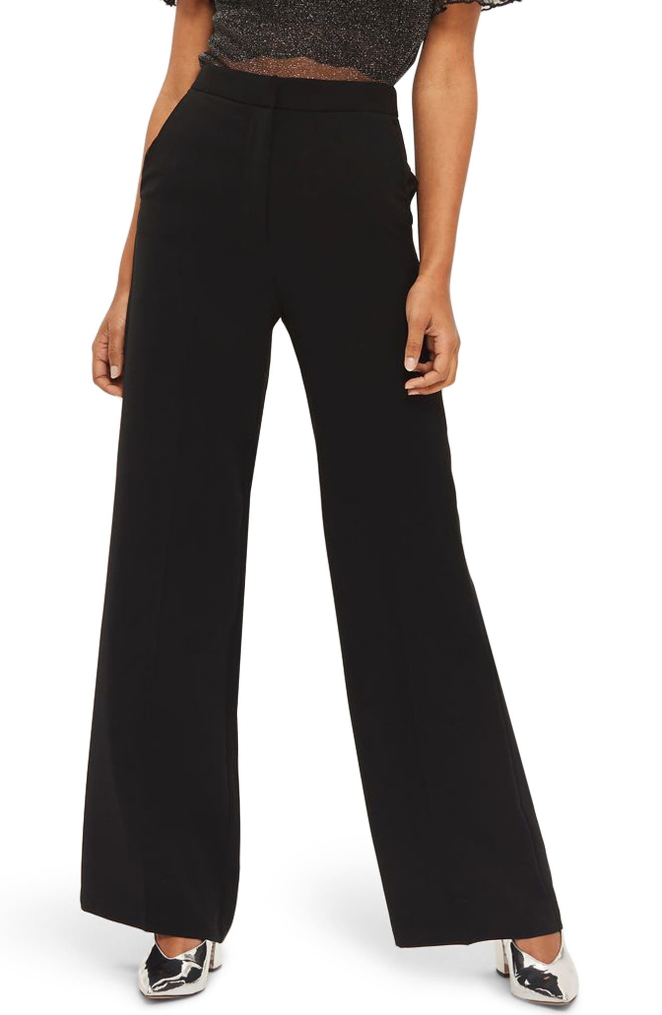 black wide leg trousers