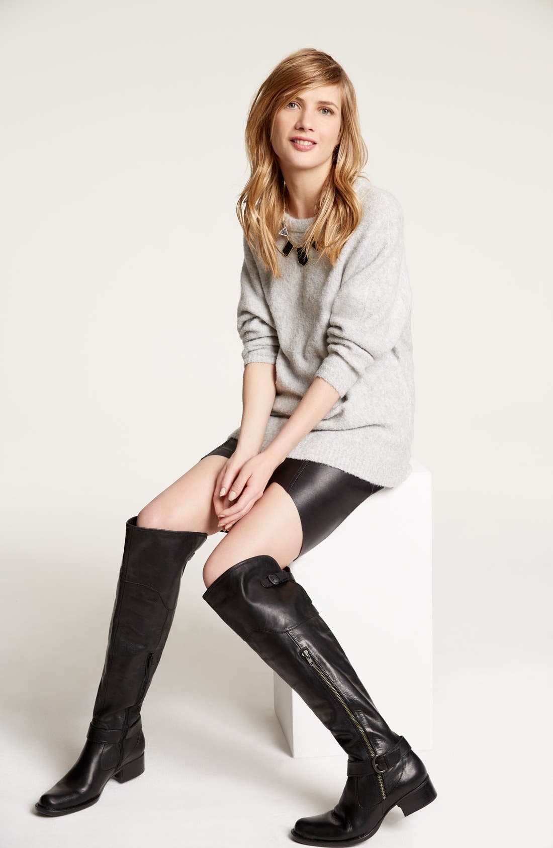 Trouvé Curved Hem Leather Skirt Nordstrom