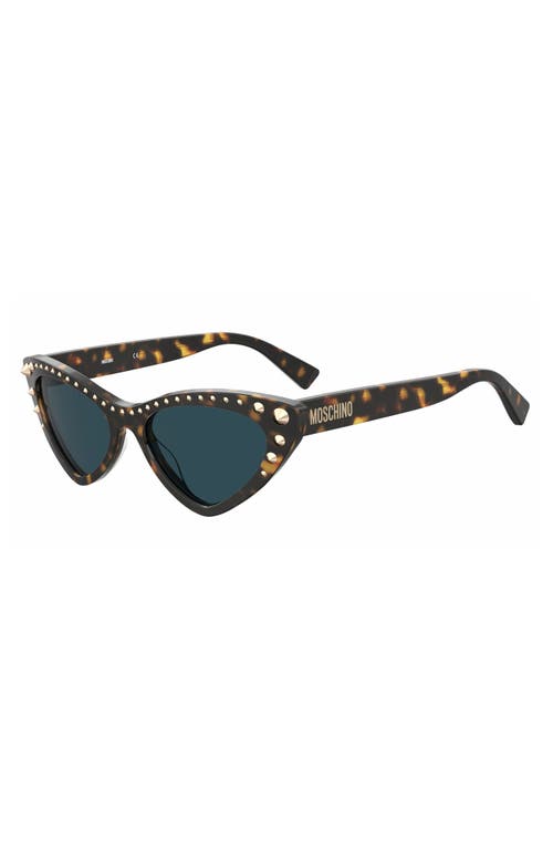 Shop Moschino 53mm Cat Eye Sunglasses In Havana/blue Shaded