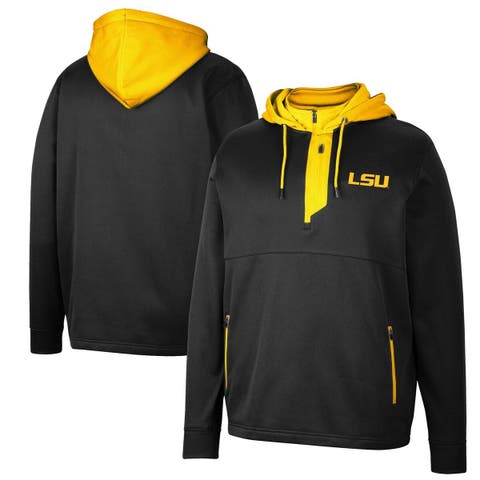 Men's Colosseum Black LSU Tigers Luge 3.0 Quarter-Zip Hoodie