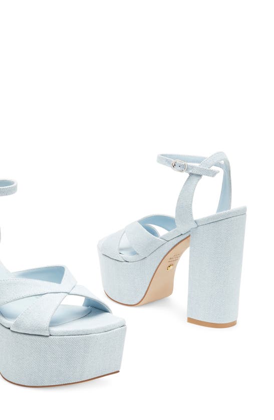 Shop Stuart Weitzman Miami Square High 140 Platform Sandal In Light Blue