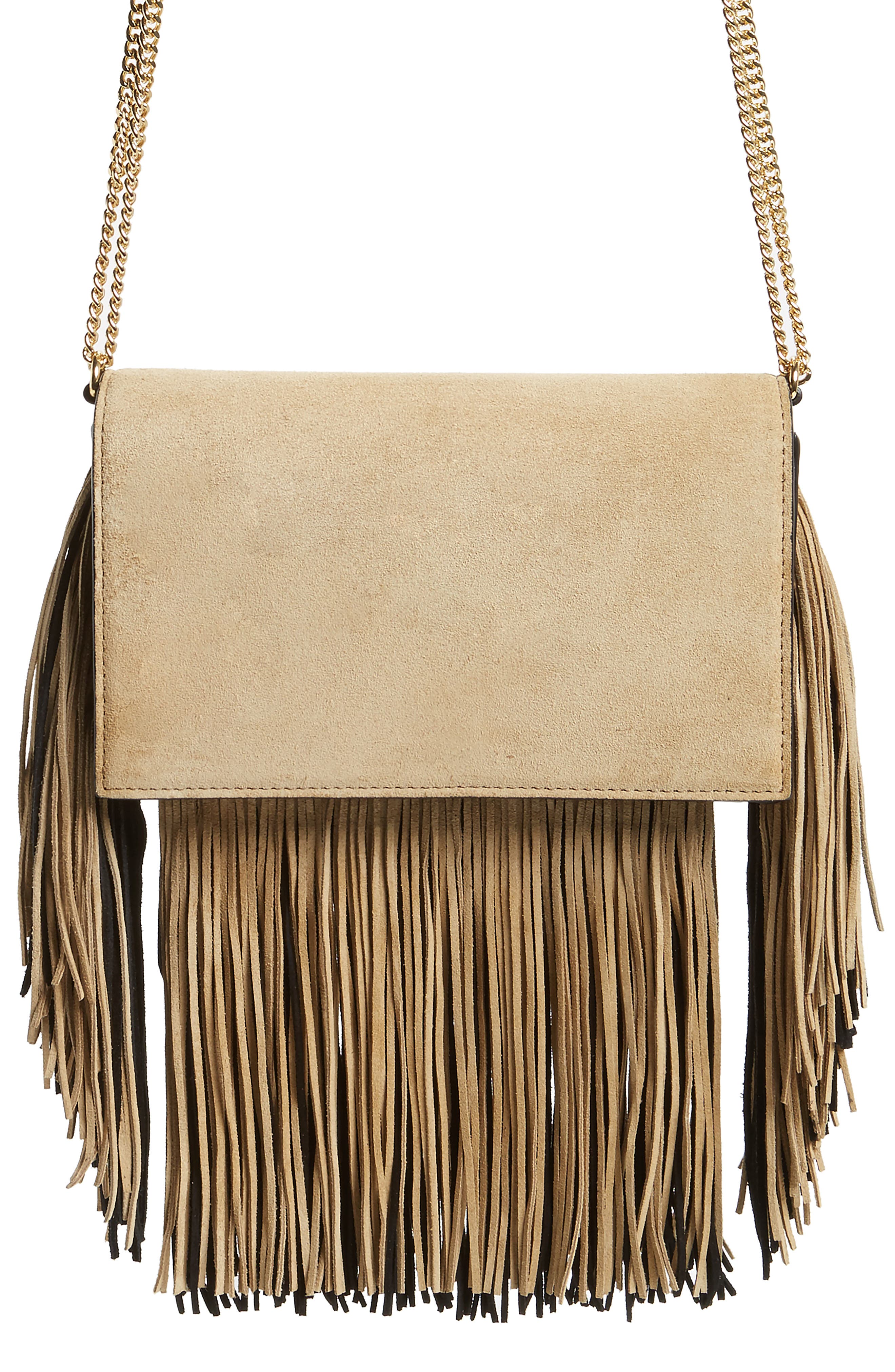 Diane von Furstenberg Fringe Soirée Suede Convertible Crossbody Bag