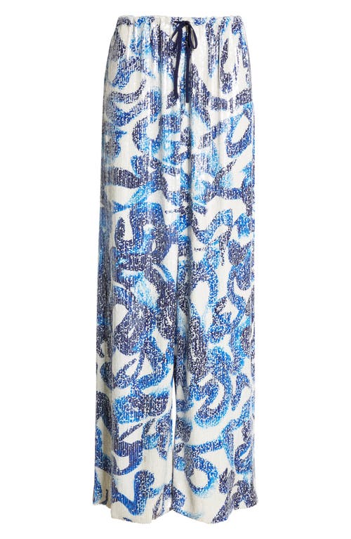 Shop Dries Van Noten Puvis Sequin Wide Leg Pants In Blue