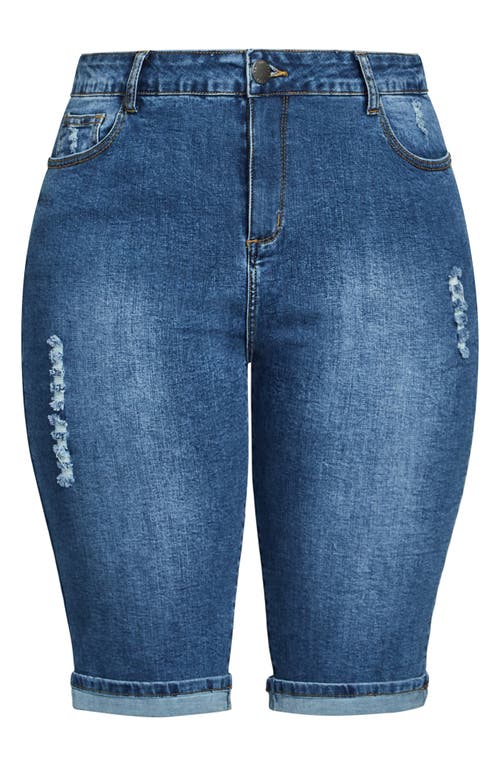 Shop City Chic Turn Up Bermuda Shorts In Mid Denim