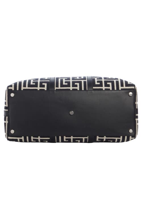 Shop Balmain Voyage Monogram Jacquard Duffle Bag In Gfe Ivory/black