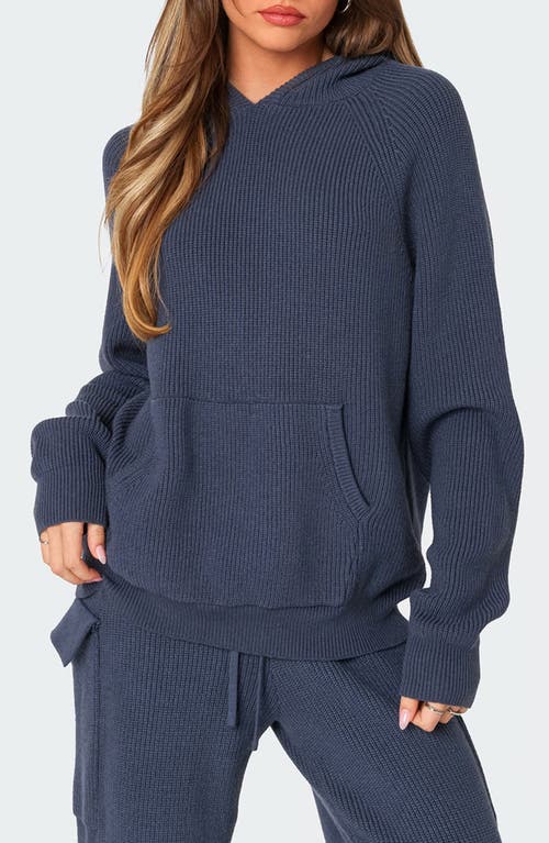 EDIKTED Wynter Oversize Sweater Hoodie Blue at Nordstrom,