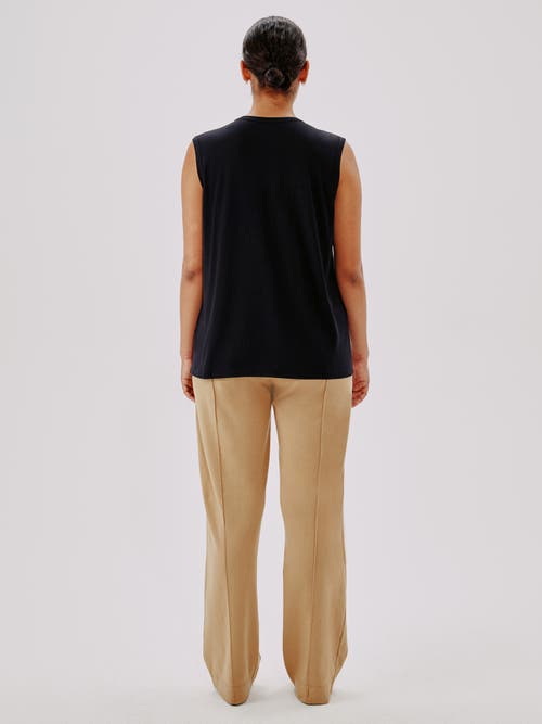Another Tomorrow Loose Sleeveless Tee In Black
