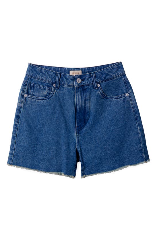 Shop Brixton Lomas Frayed Denim Shorts In Vintage Indigo