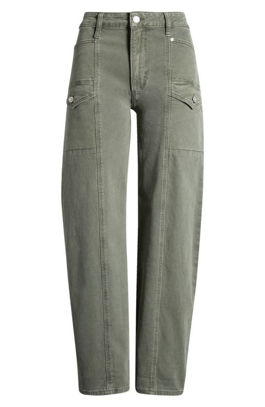 Paige Alexis High Waist Tapered Cargo Jeans In Vintage Ivy Green