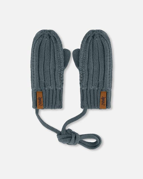 Deux Par Deux Baby Unisex Knit Mittens With Cord Forest Green at Nordstrom