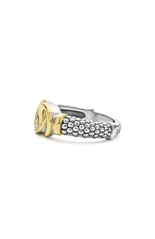 Lagos Signature Caviar Two-tone Interlocking Diamond Ring In Two-tone