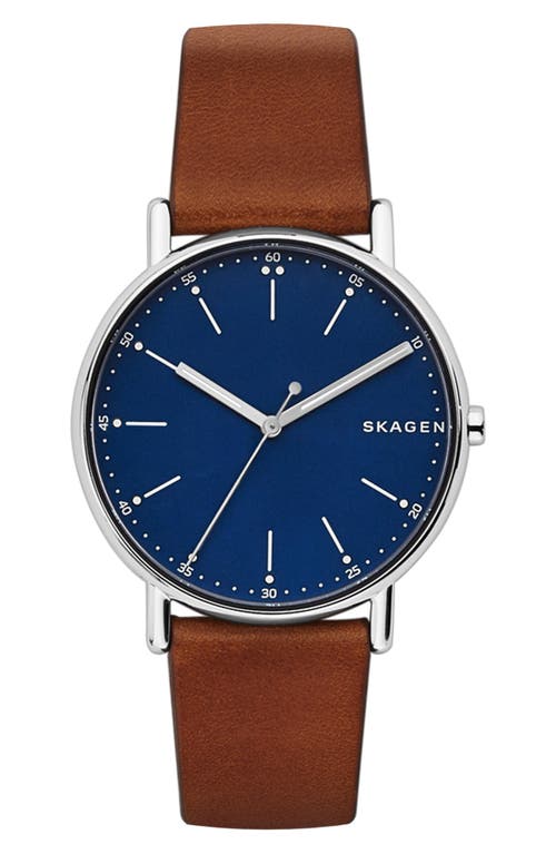 Skagen Men's Signatur Brown Leather Strap Watch 40mm SKW6355