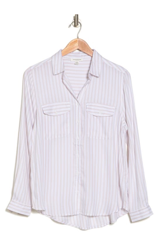 Beachlunchlounge Finley Stripe Button-up Shirt In Toasted Almond