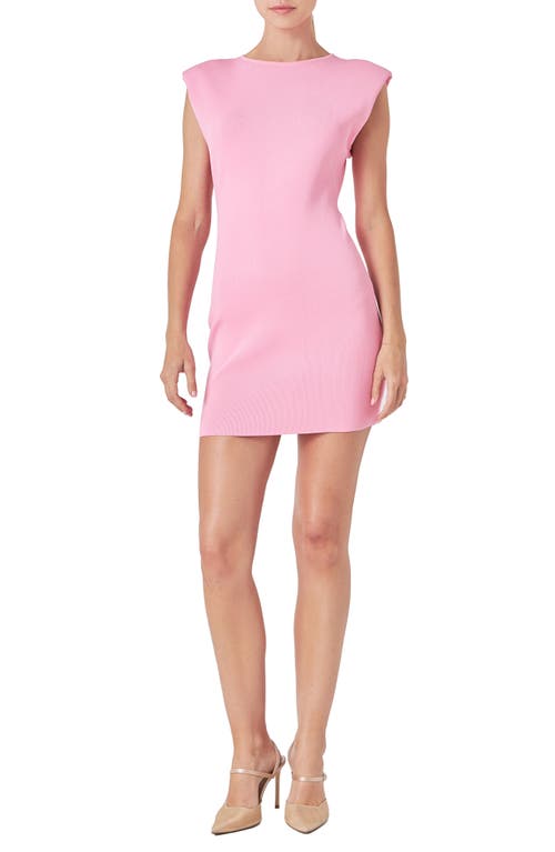 Endless Rose Padded Shoulder Cap Sleeve Knit Minidress Pink at Nordstrom,