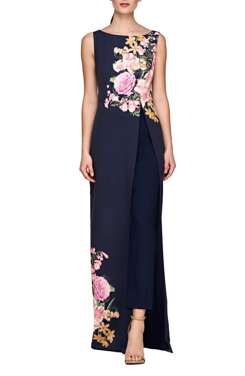 Esti Floral Maxi Jumpsuit in Dark Navy/Rose Violet