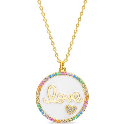 Lesa Michele Rainbow Pave Love Pendant Necklace