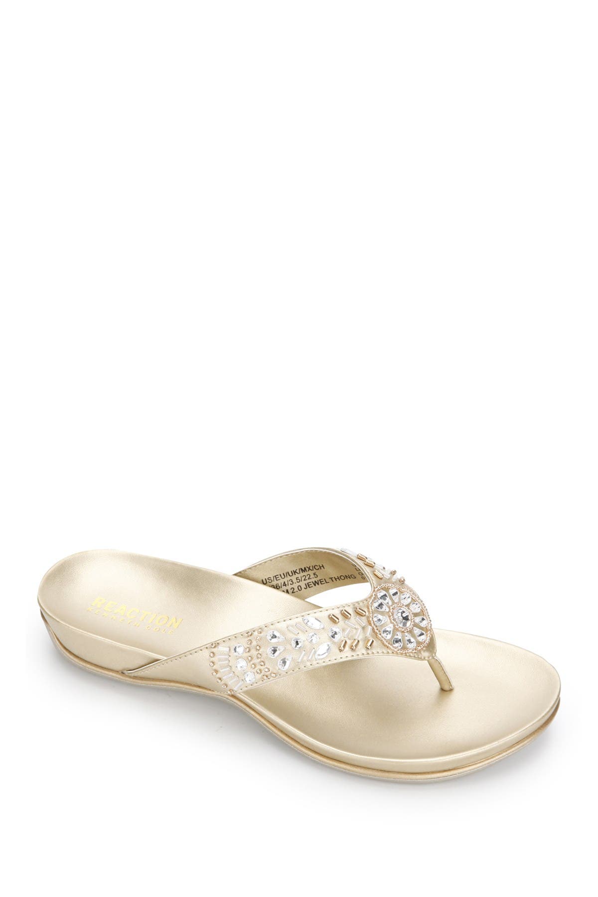 Kenneth Cole Reaction Glam 2.0 Embellished Flip-flop Sandal In Soft Gold