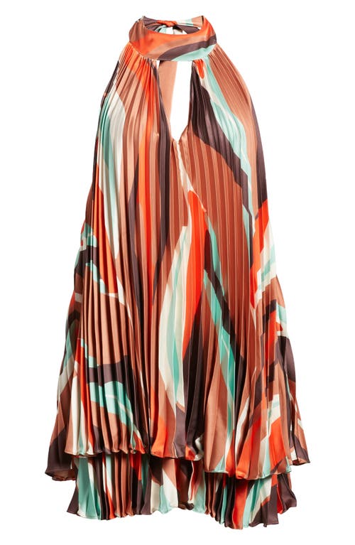 Shop Hutch Carlena Pleated Satin Halter Romper In Neutral