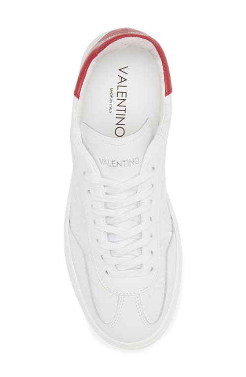 Valentino By Mario Valentino Guiditta Leather Sneaker In White Red
