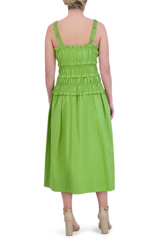 Shop Eliza J Cotton Midi Sundress In Grass