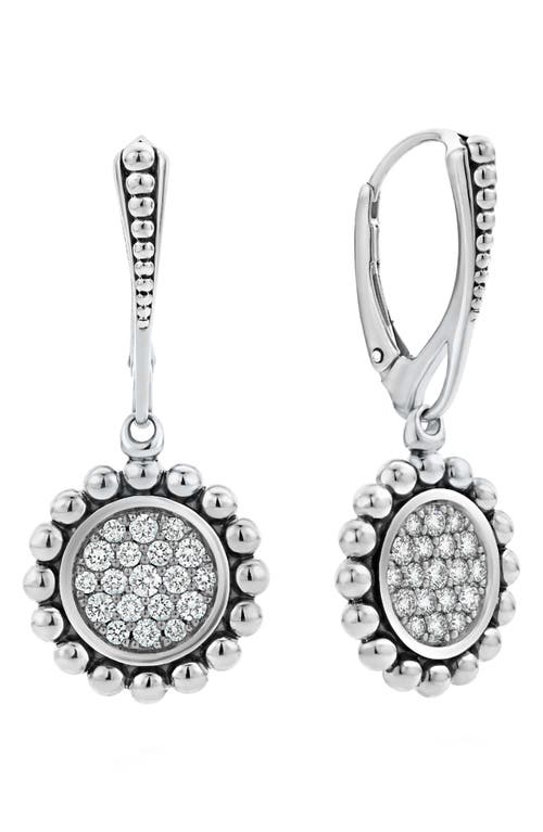 Lagos Sterling Silver Caviar Spark Diamond Drop Earrings In Silver/diamond