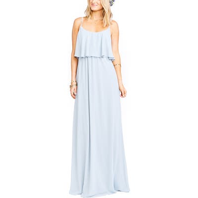 Show Me Your Mumu Caitlin Cold Shoulder Chiffon Gown, Blue