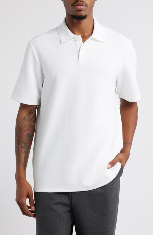 Open Edit Waffle Texture Cotton Blend Polo In White