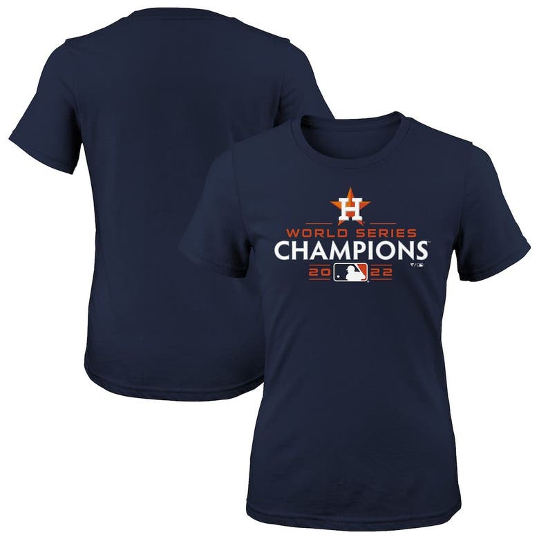 Fanatics Kids' Girls Youth  Branded Navy Houston Astros 2022 World Series Champions Logo T-shirt