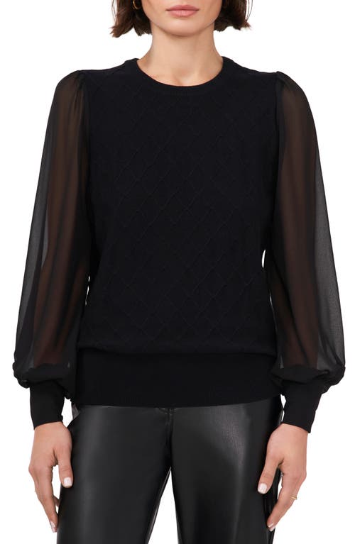 halogen(r) Chiffon Sleeve Sweater in Rich Black