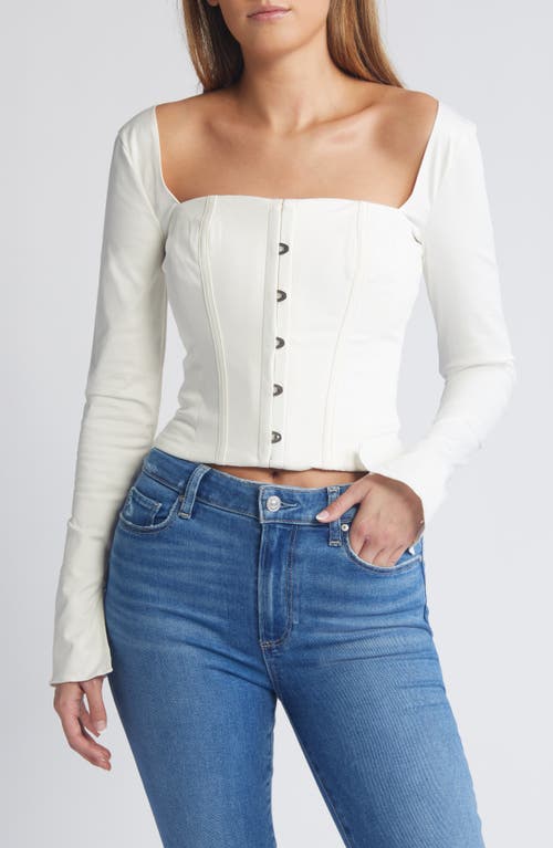 Mistress Rocks Long Sleeve Cotton Corset Top in White at Nordstrom, Size Small