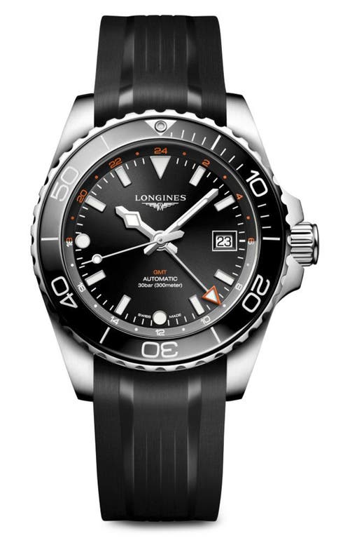 Longines HydroConquest GMT Automatic Rubber Strap Watch