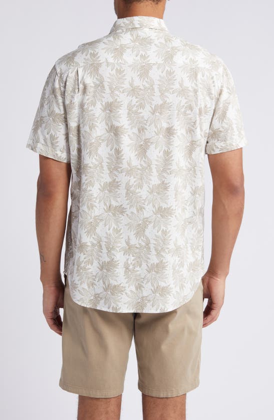 Shop Rails Carson Leaf Print Short Sleeve Linen Blend Button-up Shirt In Dotted Fronds Seneca