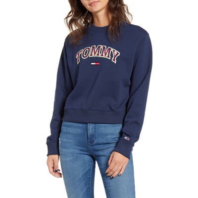 Tommy Jeans Neon Collegiate Cotton Blend Sweatshirt, Blue
