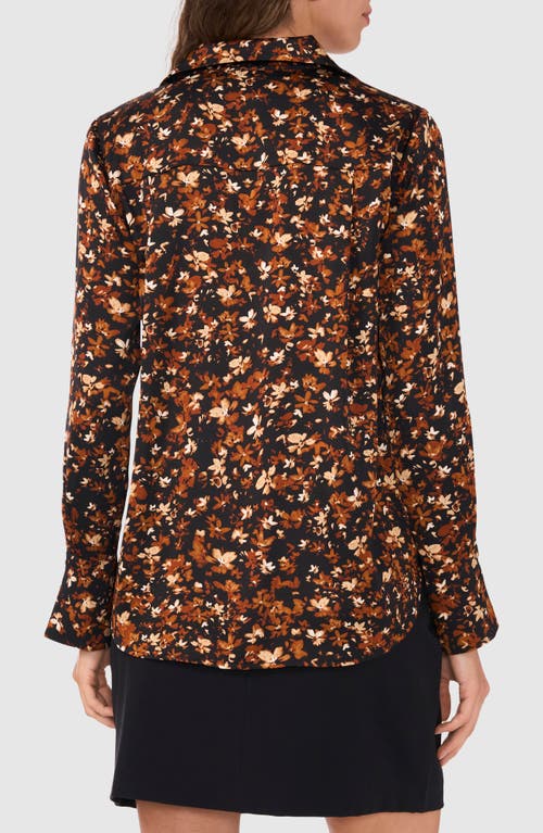 Shop Halogenr Halogen(r) Split Cuff Button-up Top In Rich Black Print