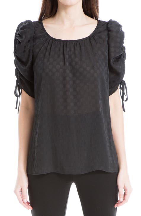 Spot Ruched Sleeve Top