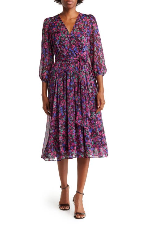 cheap in high quality Long Sleeved Purple Floral Dress Women - www.icagi.sn
