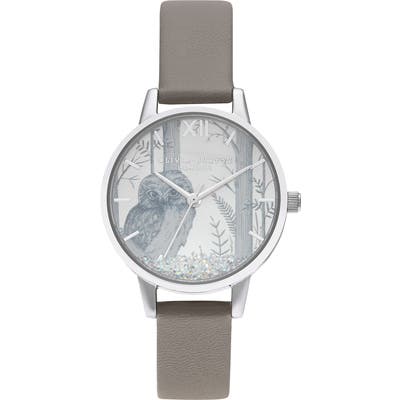 Olivia Burton Snow Globe Faux Leather Strap Watch, 30Mm
