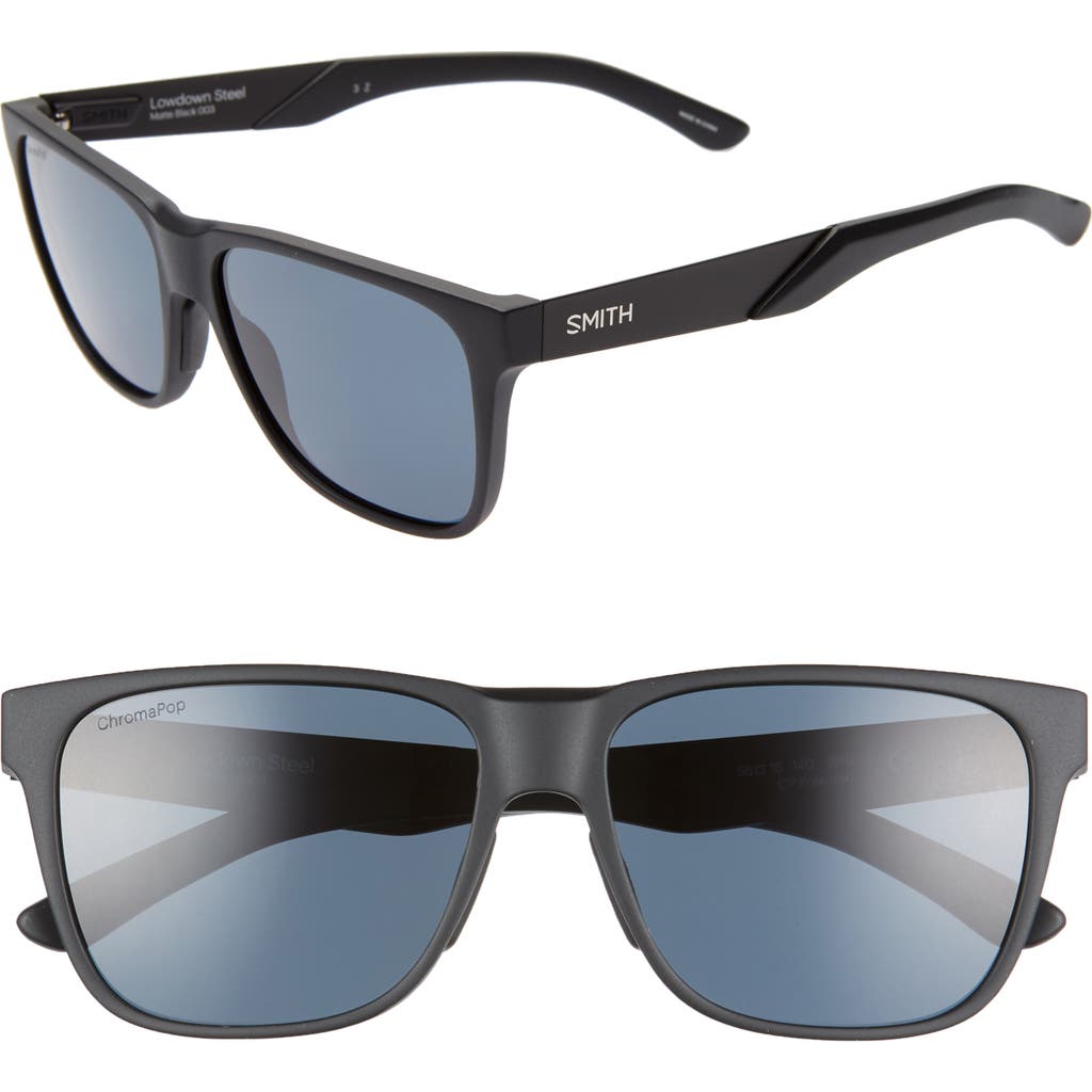 Smith Lowdown Steel 56mm Chromapop™ Polarized Sunglasses In Black