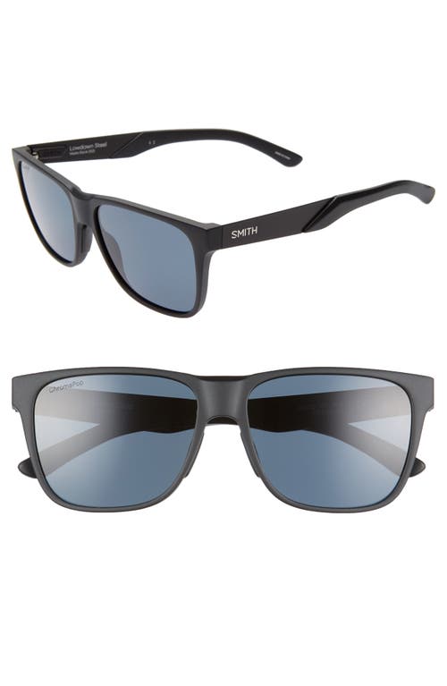 Smith Lowdown Steel 56mm Chromapop™ Polarized Sunglasses In Matte Black/black
