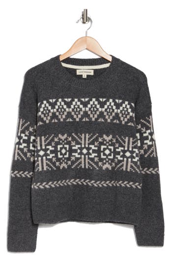 Lucky Brand Fair Isle Crewneck Sweater In Charcoal Multi