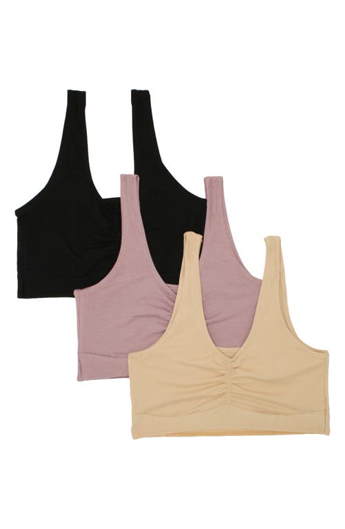 Tc Assorted 3-pack Bralettes In Beige/coral/black