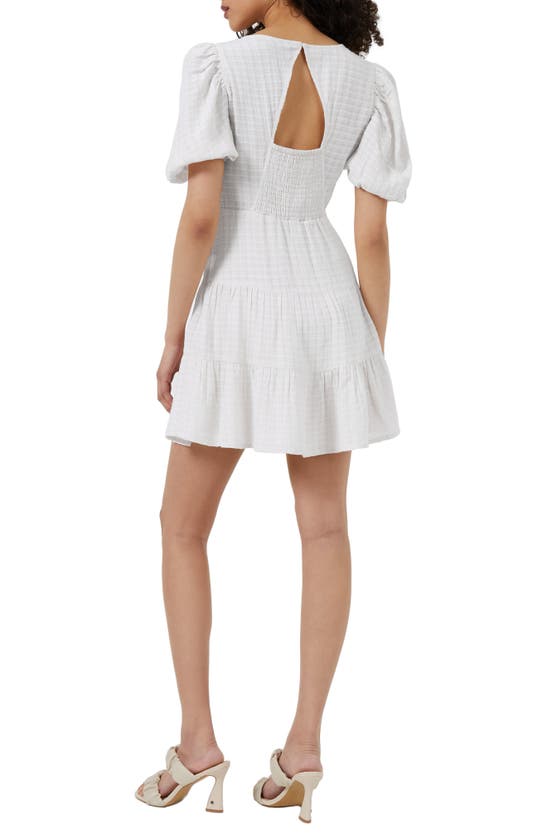 Shop French Connection Gingham Birch Tiered Minidress In Summer White Multi