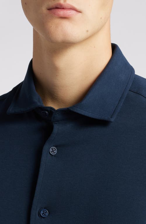 Shop Sealskinz Halvergate Stretch Organic Cotton Button-up Shirt In Dark Navy