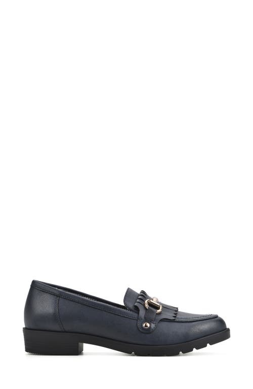 Cliffs By White Mountain Galeena Buckle Kiltie Loafer In Navy/burnished/smooth